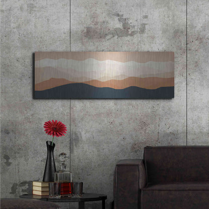 Luxe Metal Art 'Terra Cotta Sky Mountains' by Ryan Fowler, Metal Wall Art,48x16