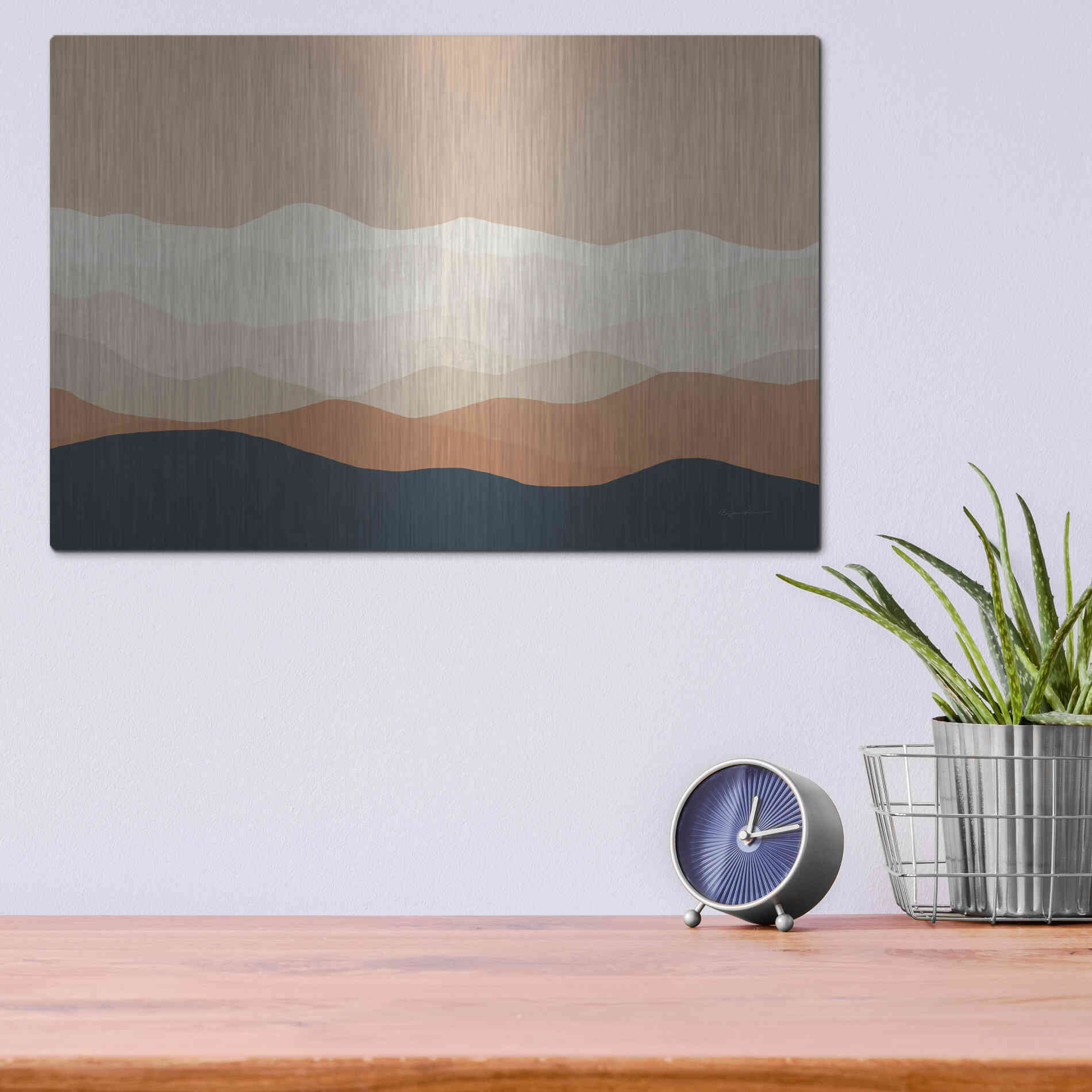 Luxe Metal Art 'Mojave Mountains Crop' by Ryan Fowler, Metal Wall Art,16x12