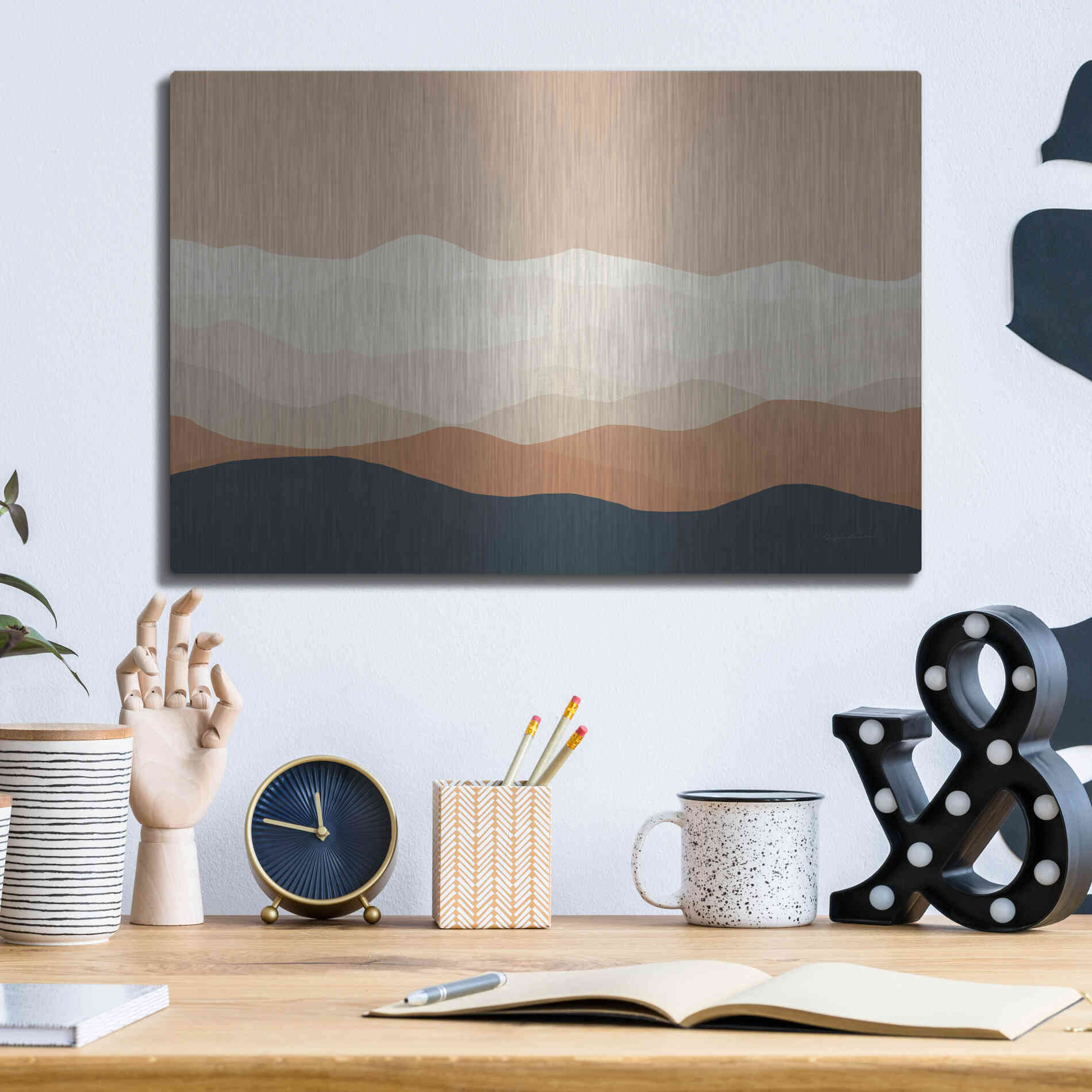 Luxe Metal Art 'Mojave Mountains Crop' by Ryan Fowler, Metal Wall Art,16x12