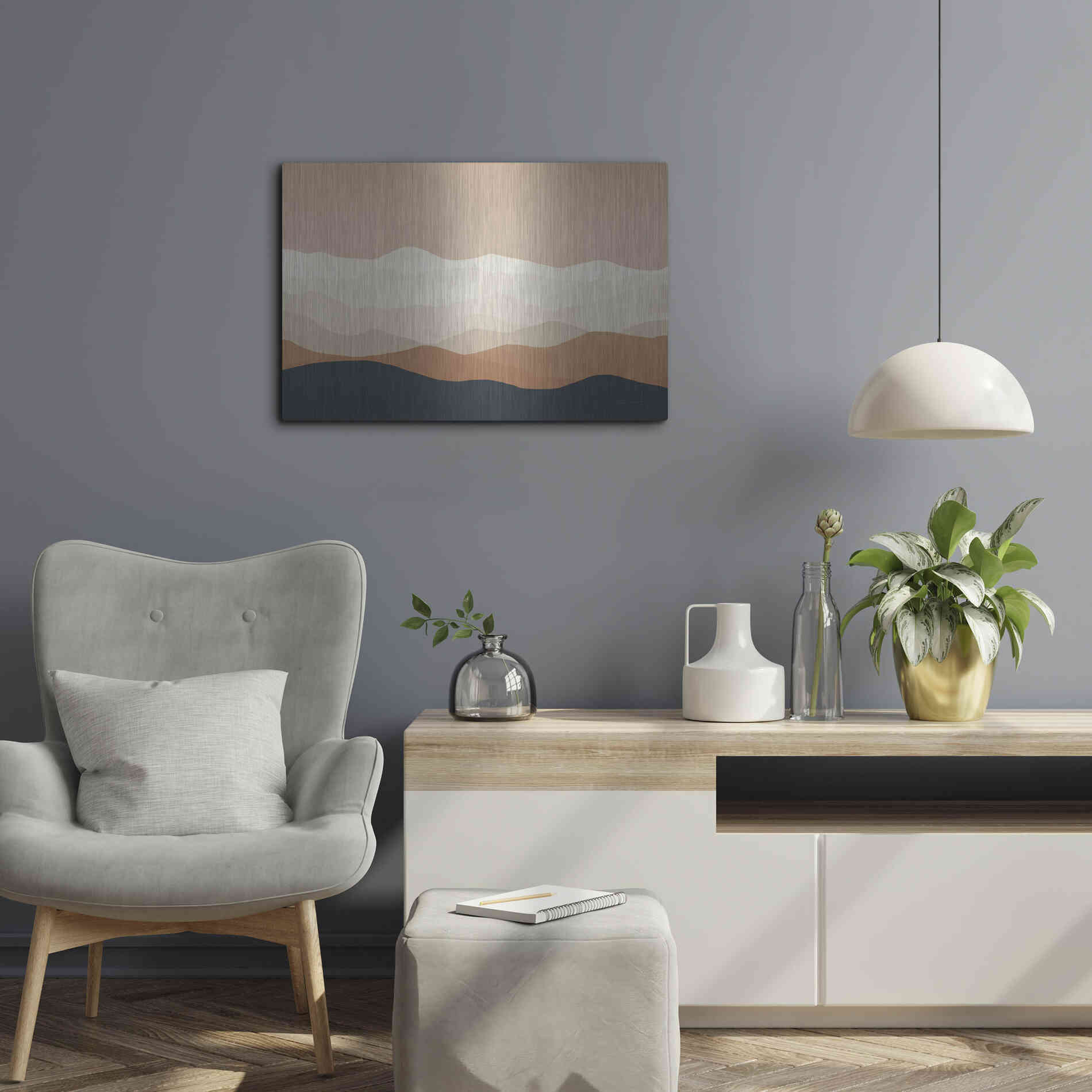 Luxe Metal Art 'Mojave Mountains Crop' by Ryan Fowler, Metal Wall Art,24x16
