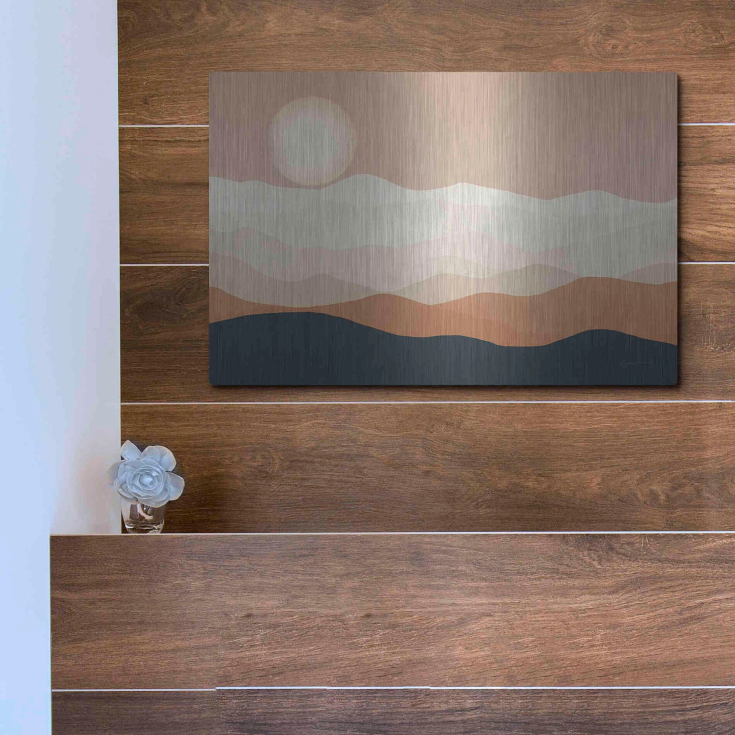Luxe Metal Art 'Mojave Mountains And Moon Crop' by Ryan Fowler, Metal Wall Art,16x12