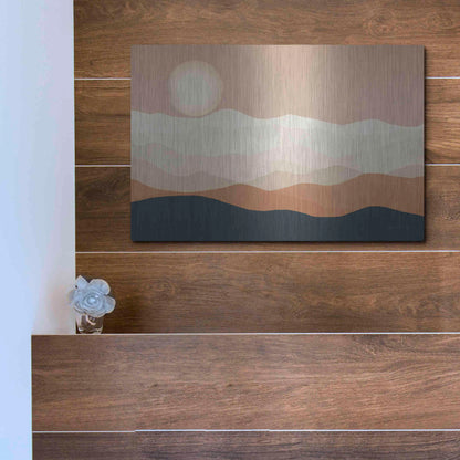 Luxe Metal Art 'Mojave Mountains And Moon Crop' by Ryan Fowler, Metal Wall Art,16x12