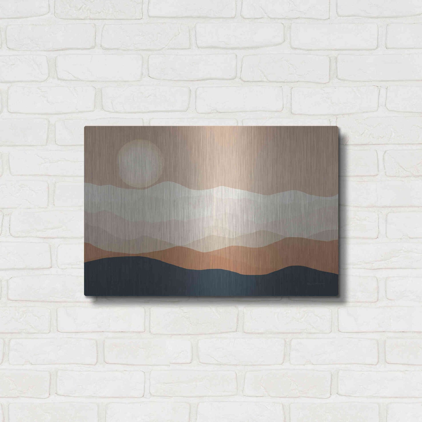Luxe Metal Art 'Mojave Mountains And Moon Crop' by Ryan Fowler, Metal Wall Art,24x16