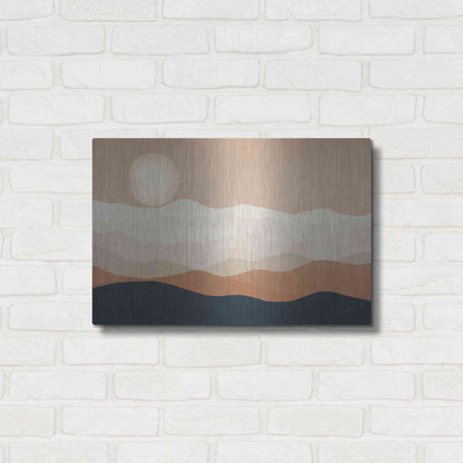 Luxe Metal Art 'Mojave Mountains And Moon Crop' by Ryan Fowler, Metal Wall Art,24x16