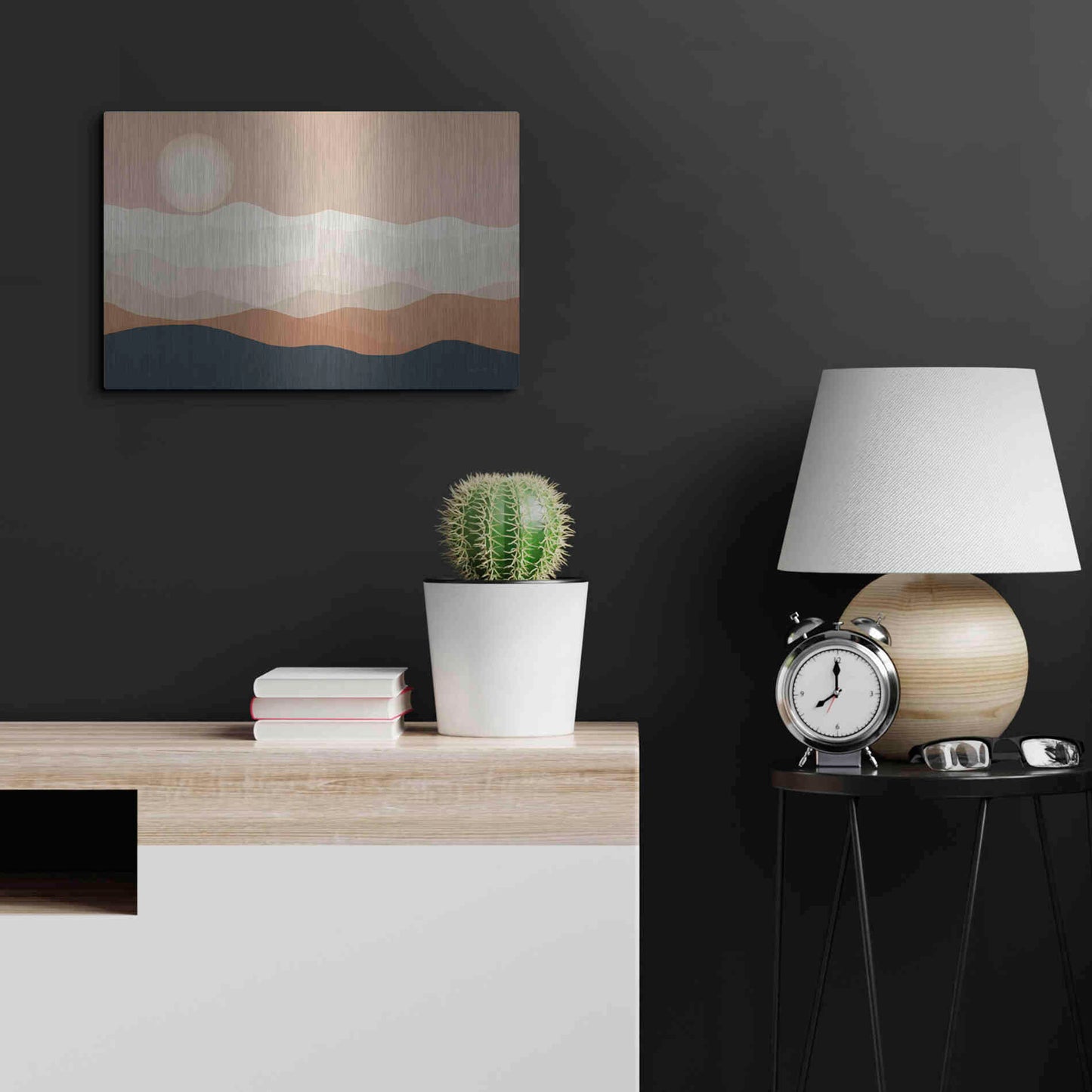 Luxe Metal Art 'Mojave Mountains And Moon Crop' by Ryan Fowler, Metal Wall Art,24x16