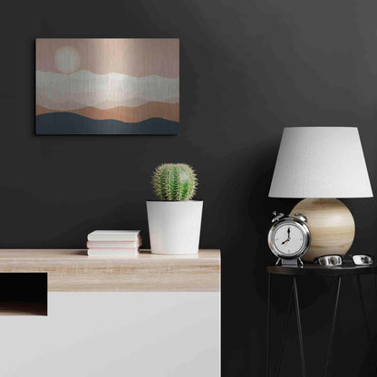 Luxe Metal Art 'Mojave Mountains And Moon Crop' by Ryan Fowler, Metal Wall Art,24x16