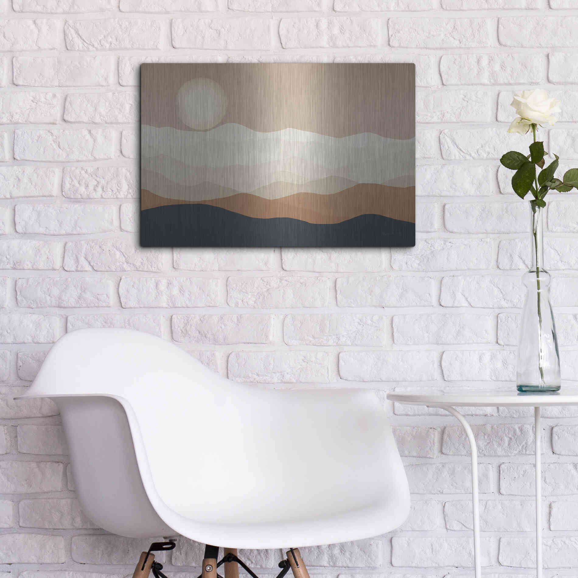 Luxe Metal Art 'Mojave Mountains And Moon Crop' by Ryan Fowler, Metal Wall Art,24x16