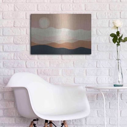 Luxe Metal Art 'Mojave Mountains And Moon Crop' by Ryan Fowler, Metal Wall Art,24x16