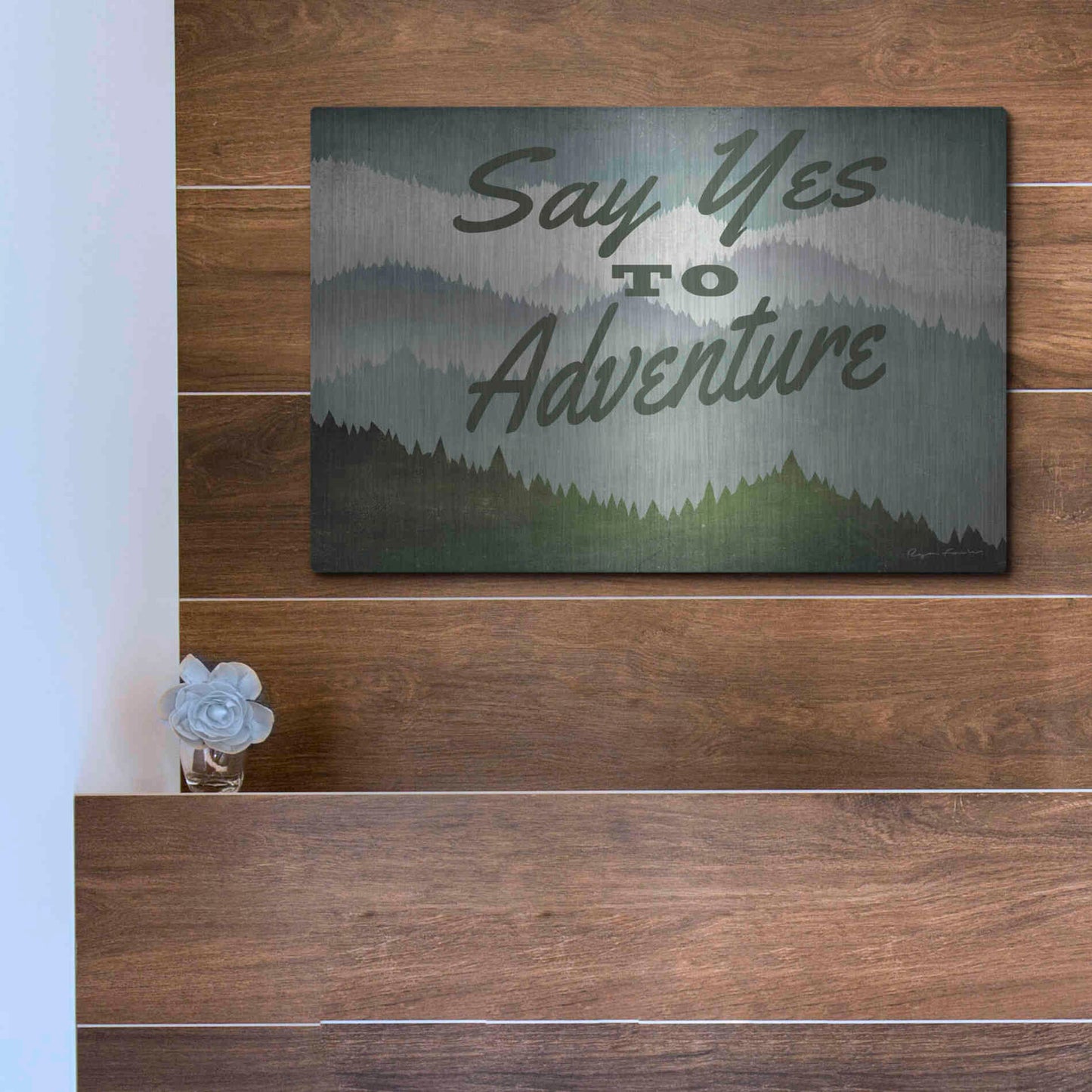 Luxe Metal Art 'Say Yes To Adventure' by Ryan Fowler, Metal Wall Art,16x12