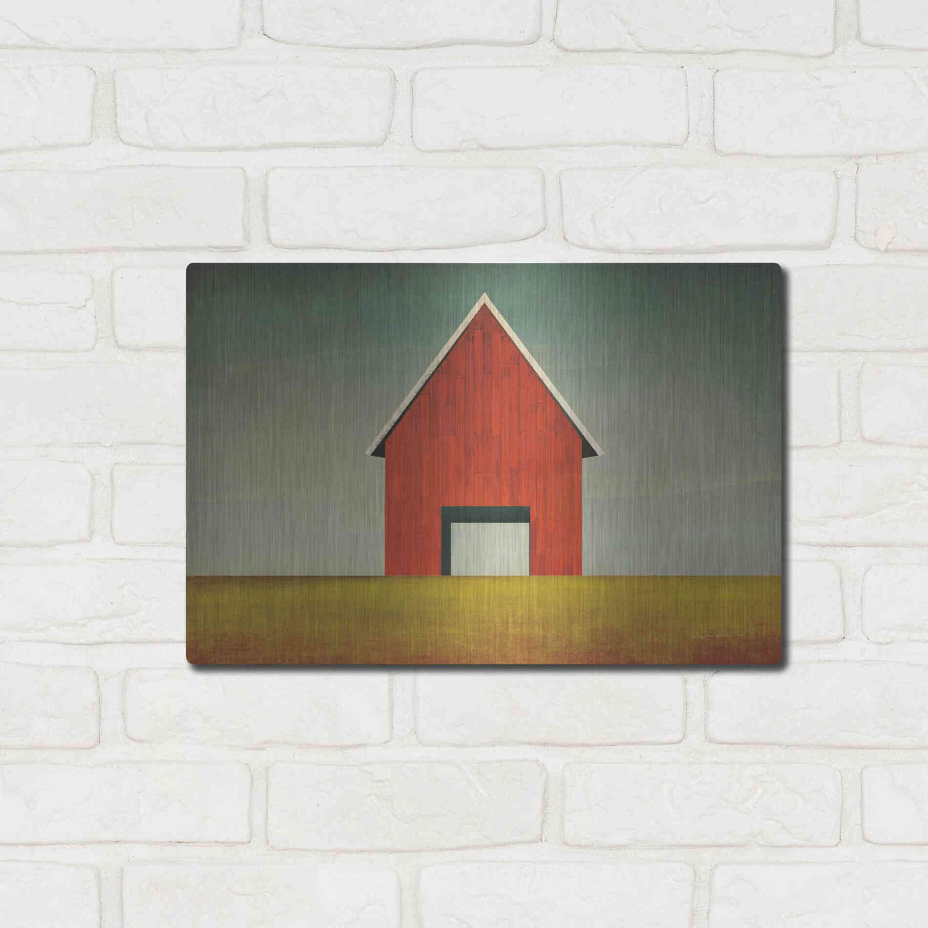 Luxe Metal Art 'Red Barn Summer' by Ryan Fowler, Metal Wall Art,16x12