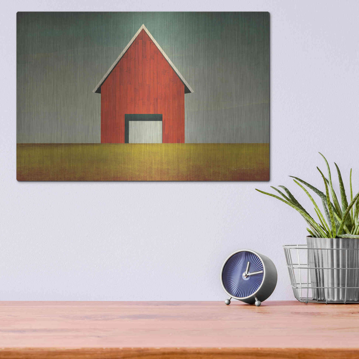 Luxe Metal Art 'Red Barn Summer' by Ryan Fowler, Metal Wall Art,16x12
