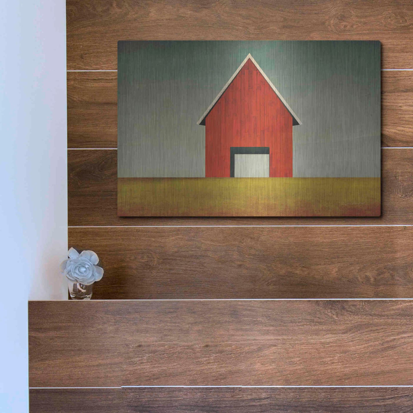 Luxe Metal Art 'Red Barn Summer' by Ryan Fowler, Metal Wall Art,16x12