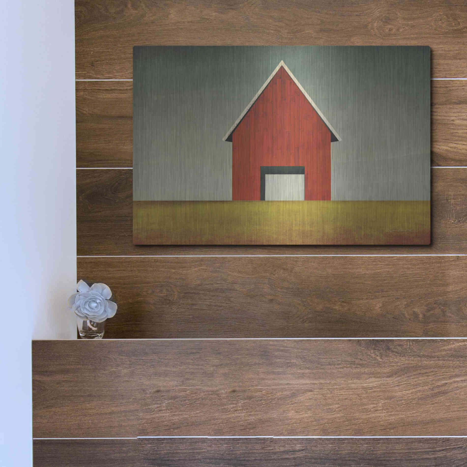 Luxe Metal Art 'Red Barn Summer' by Ryan Fowler, Metal Wall Art,16x12