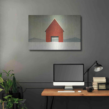Luxe Metal Art 'Red Barn Winter' by Ryan Fowler, Metal Wall Art,36x24