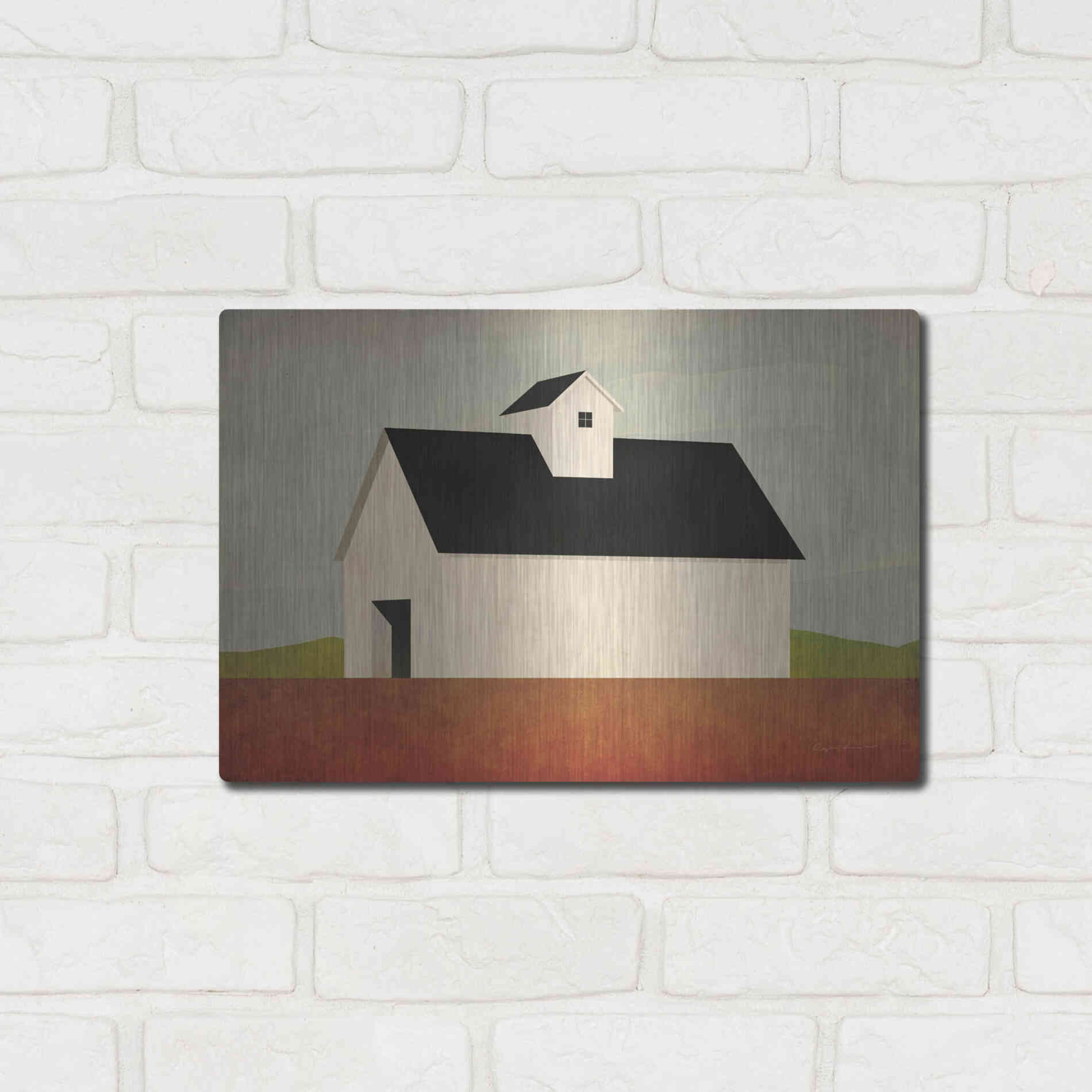 Luxe Metal Art 'Fall Barn' by Ryan Fowler, Metal Wall Art,16x12