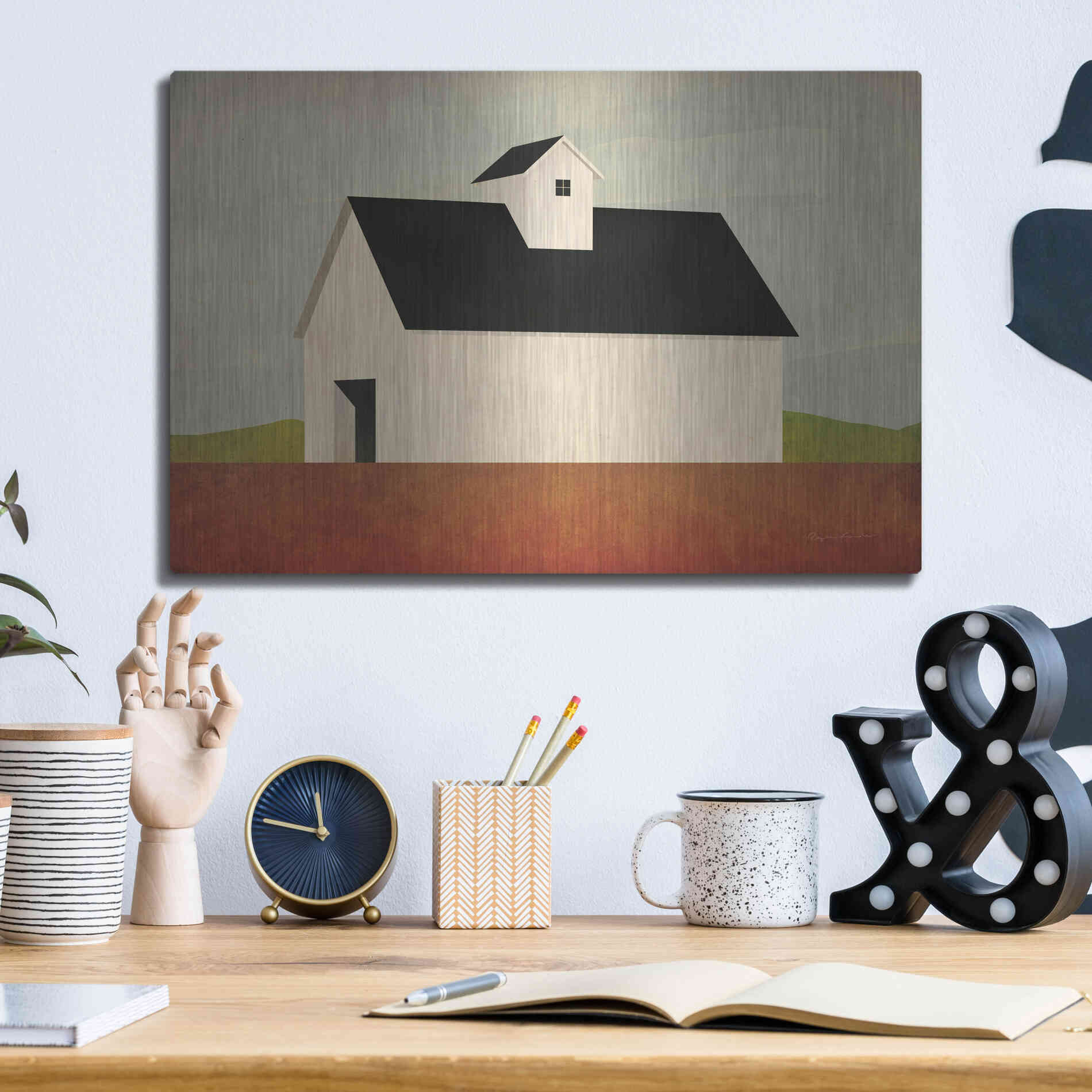 Luxe Metal Art 'Fall Barn' by Ryan Fowler, Metal Wall Art,16x12