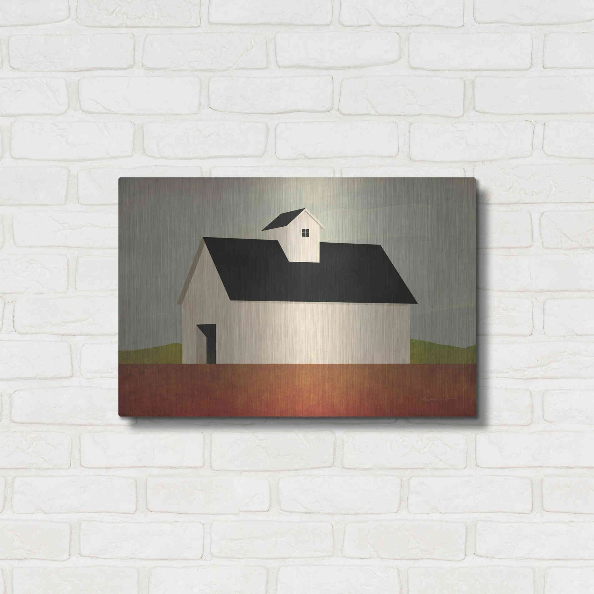 Luxe Metal Art 'Fall Barn' by Ryan Fowler, Metal Wall Art,24x16