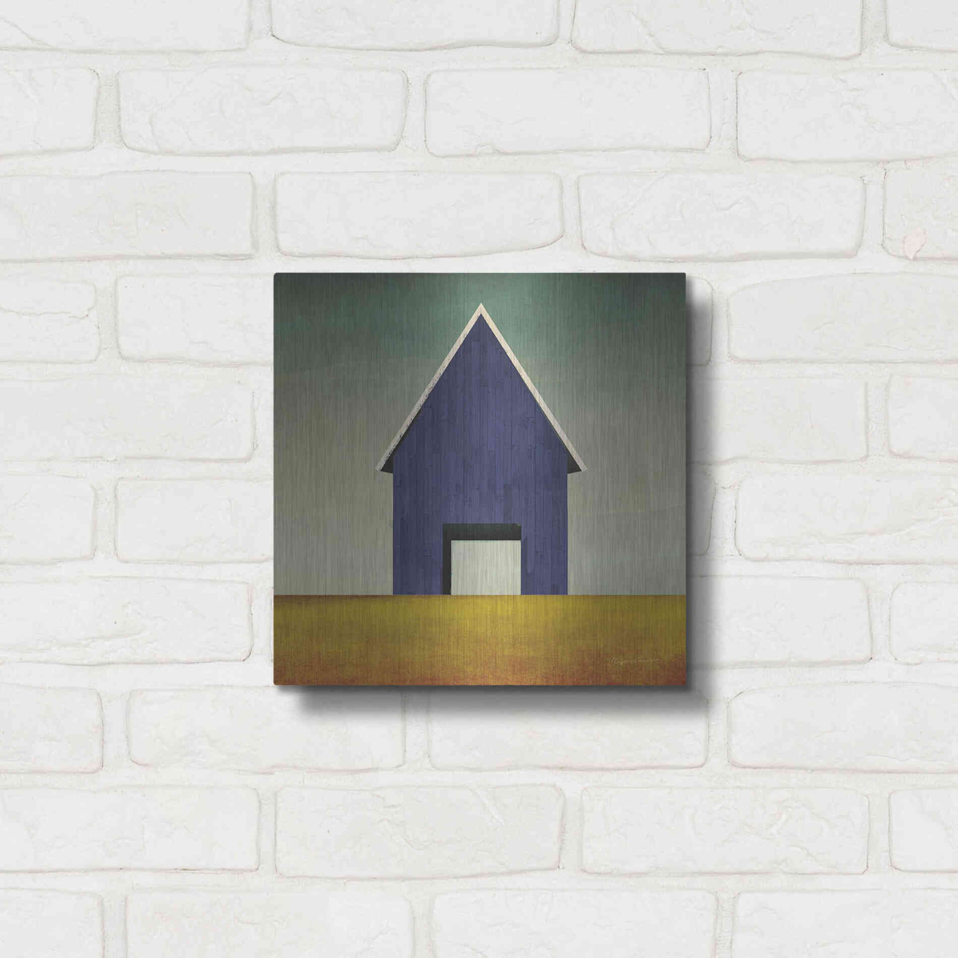 Luxe Metal Art 'Navy Barn Summer Crop' by Ryan Fowler, Metal Wall Art,12x12