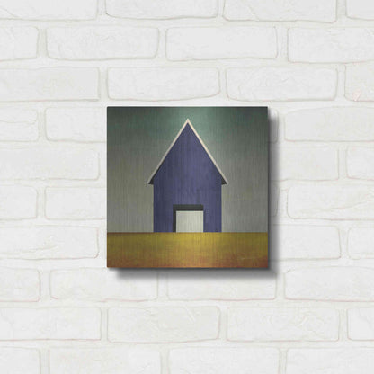 Luxe Metal Art 'Navy Barn Summer Crop' by Ryan Fowler, Metal Wall Art,12x12