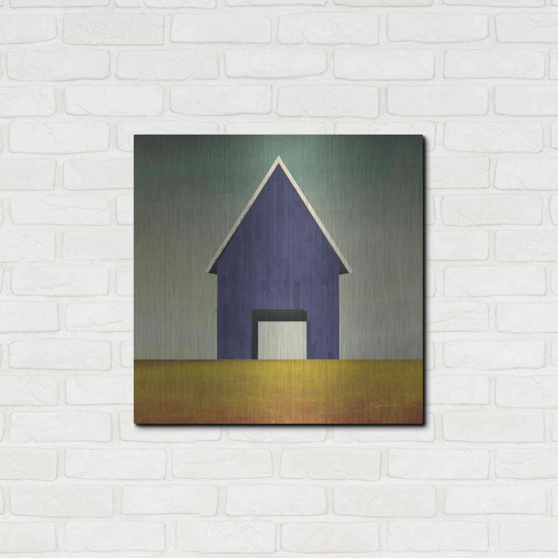Luxe Metal Art 'Navy Barn Summer Crop' by Ryan Fowler, Metal Wall Art,24x24