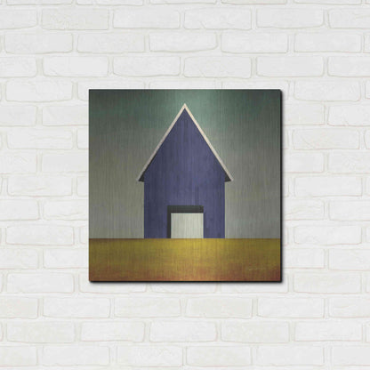 Luxe Metal Art 'Navy Barn Summer Crop' by Ryan Fowler, Metal Wall Art,24x24