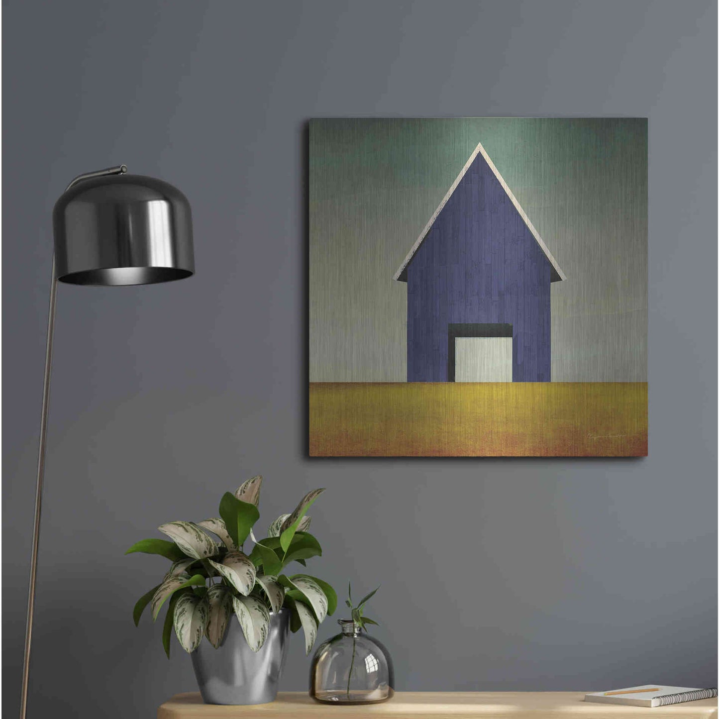 Luxe Metal Art 'Navy Barn Summer Crop' by Ryan Fowler, Metal Wall Art,24x24