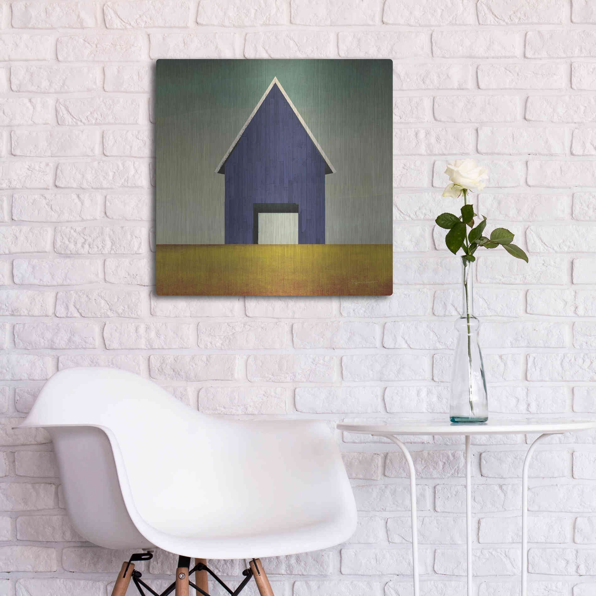 Luxe Metal Art 'Navy Barn Summer Crop' by Ryan Fowler, Metal Wall Art,24x24