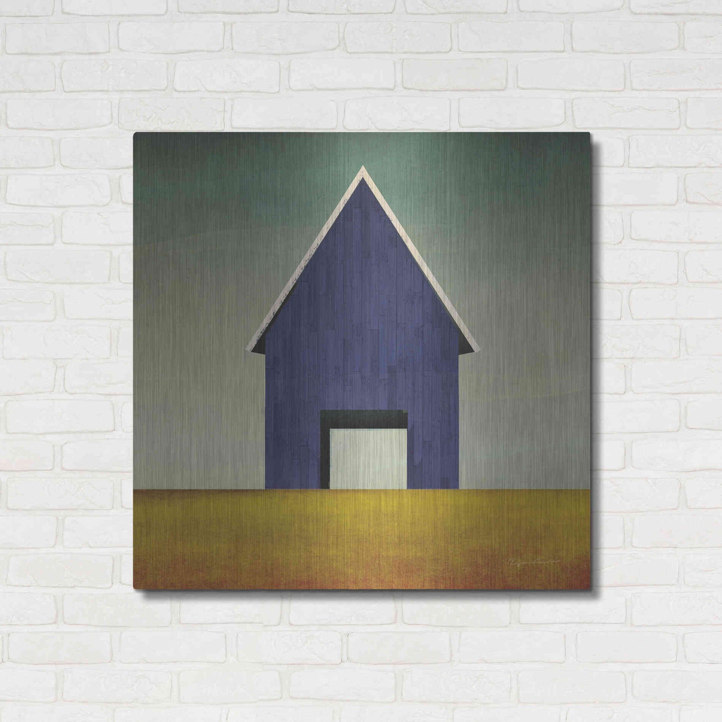 Luxe Metal Art 'Navy Barn Summer Crop' by Ryan Fowler, Metal Wall Art,36x36