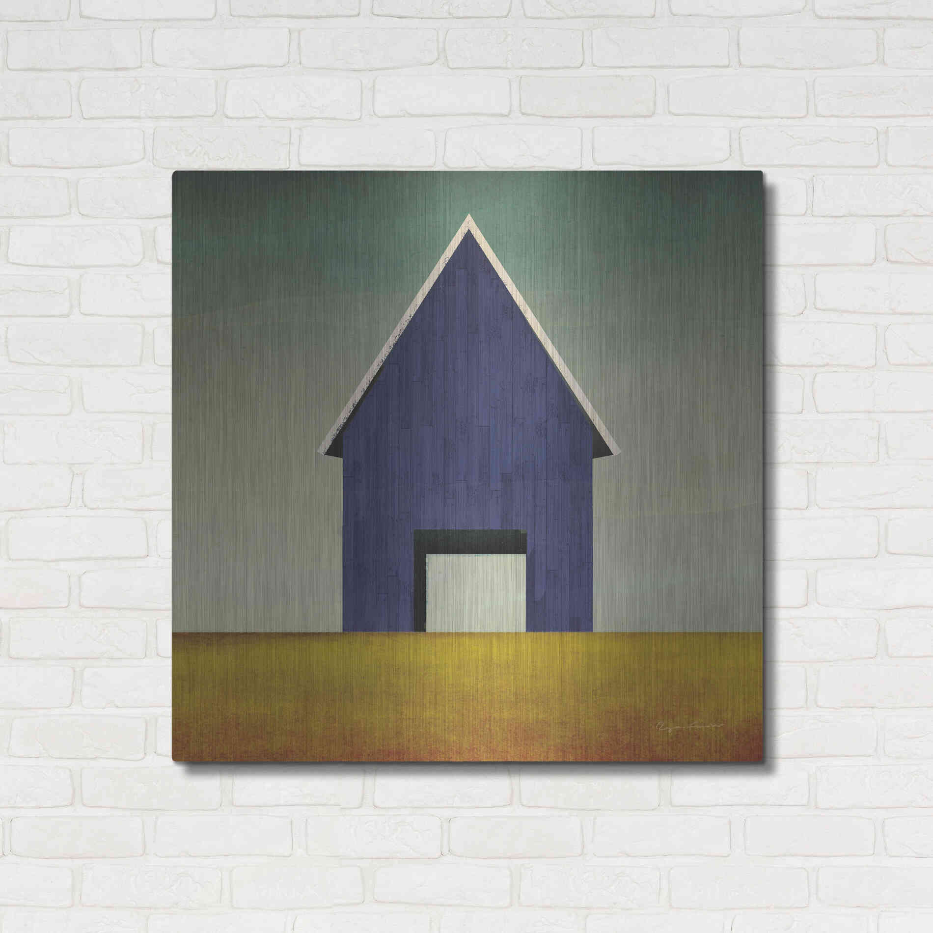 Luxe Metal Art 'Navy Barn Summer Crop' by Ryan Fowler, Metal Wall Art,36x36
