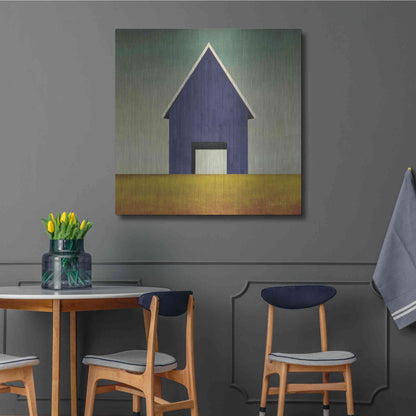 Luxe Metal Art 'Navy Barn Summer Crop' by Ryan Fowler, Metal Wall Art,36x36