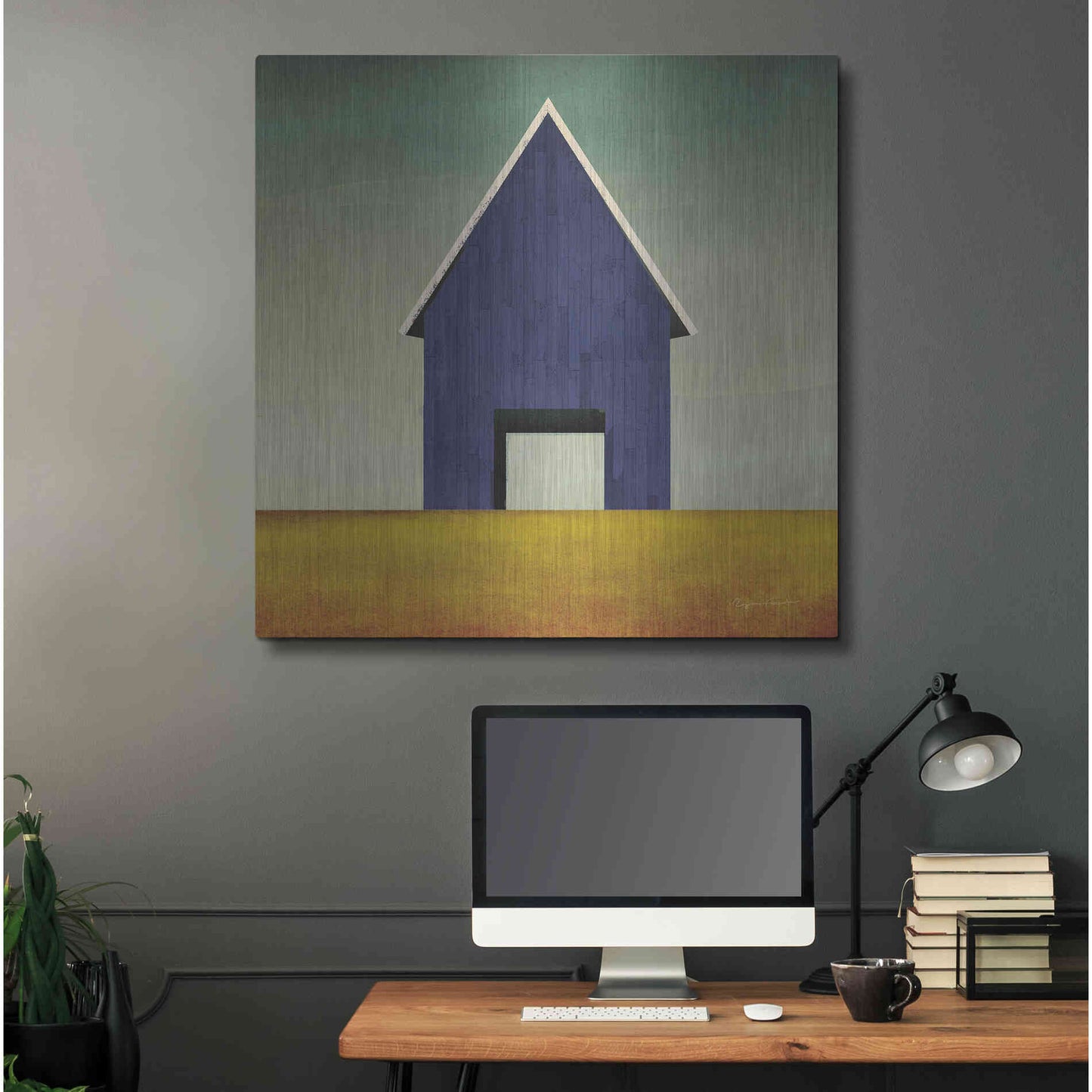 Luxe Metal Art 'Navy Barn Summer Crop' by Ryan Fowler, Metal Wall Art,36x36