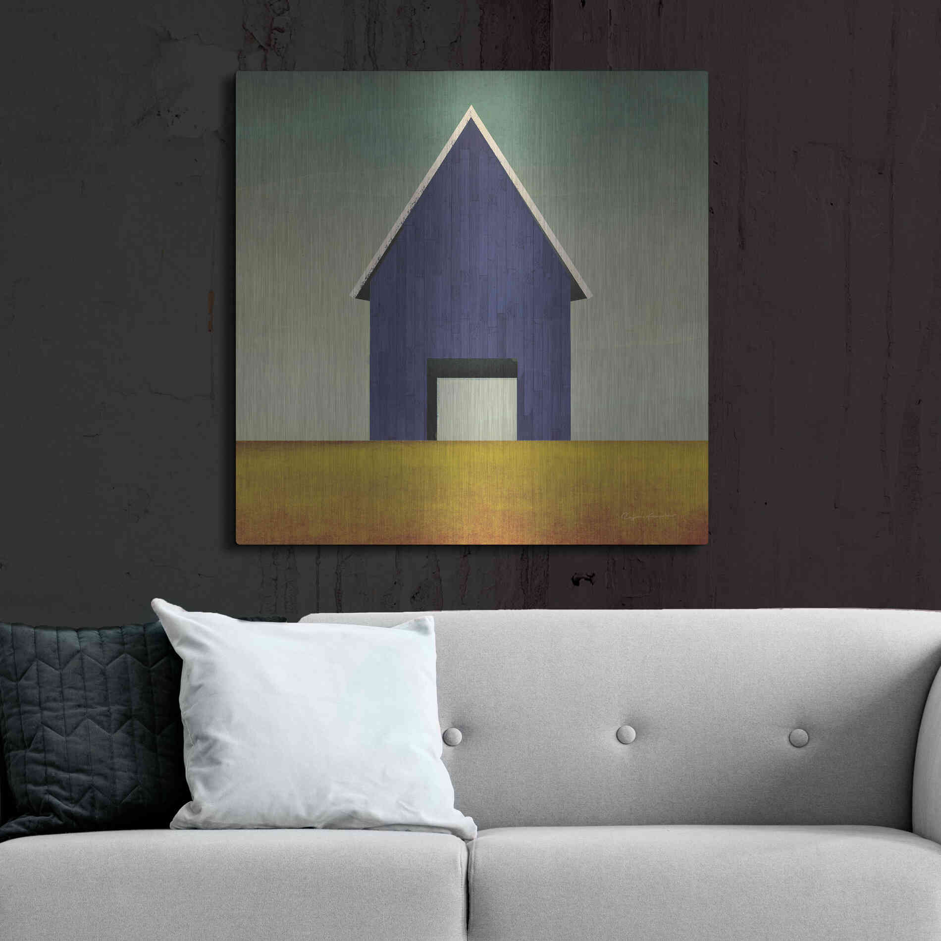 Luxe Metal Art 'Navy Barn Summer Crop' by Ryan Fowler, Metal Wall Art,36x36