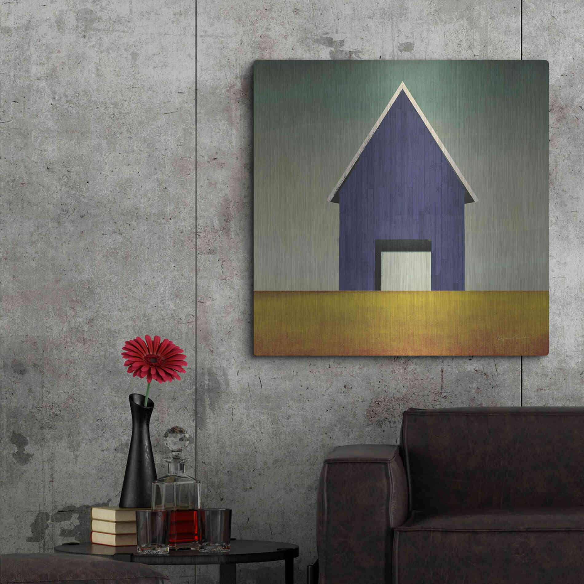 Luxe Metal Art 'Navy Barn Summer Crop' by Ryan Fowler, Metal Wall Art,36x36