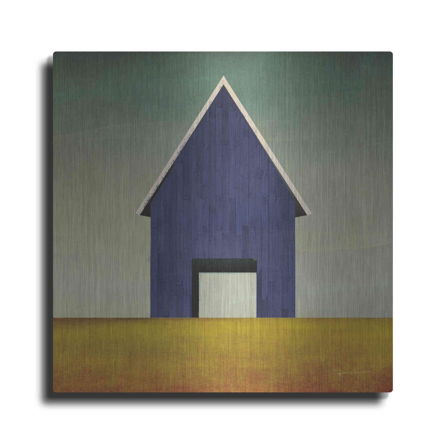Luxe Metal Art 'Navy Barn Summer Crop' by Ryan Fowler, Metal Wall Art