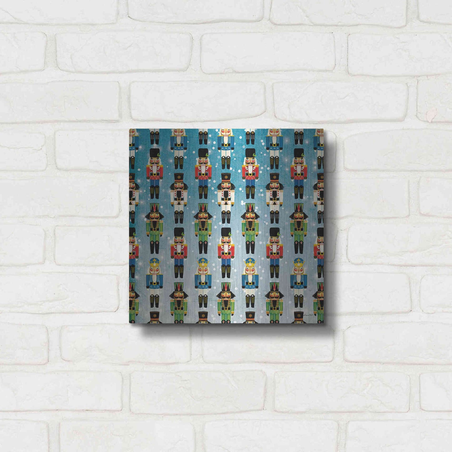 Luxe Metal Art 'Nutcracker Pattern Bright I' by Ryan Fowler, Metal Wall Art,12x12