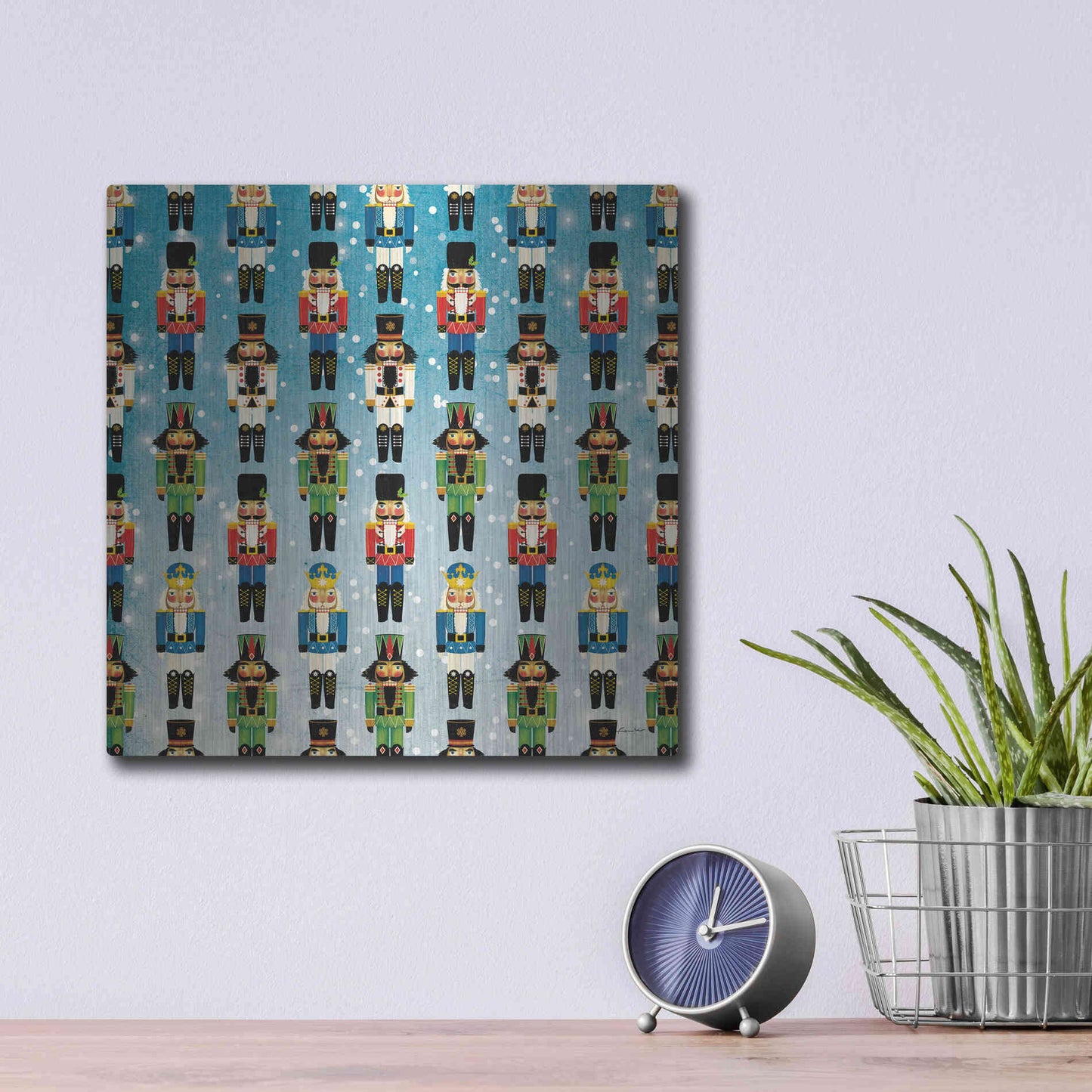 Luxe Metal Art 'Nutcracker Pattern Bright I' by Ryan Fowler, Metal Wall Art,12x12