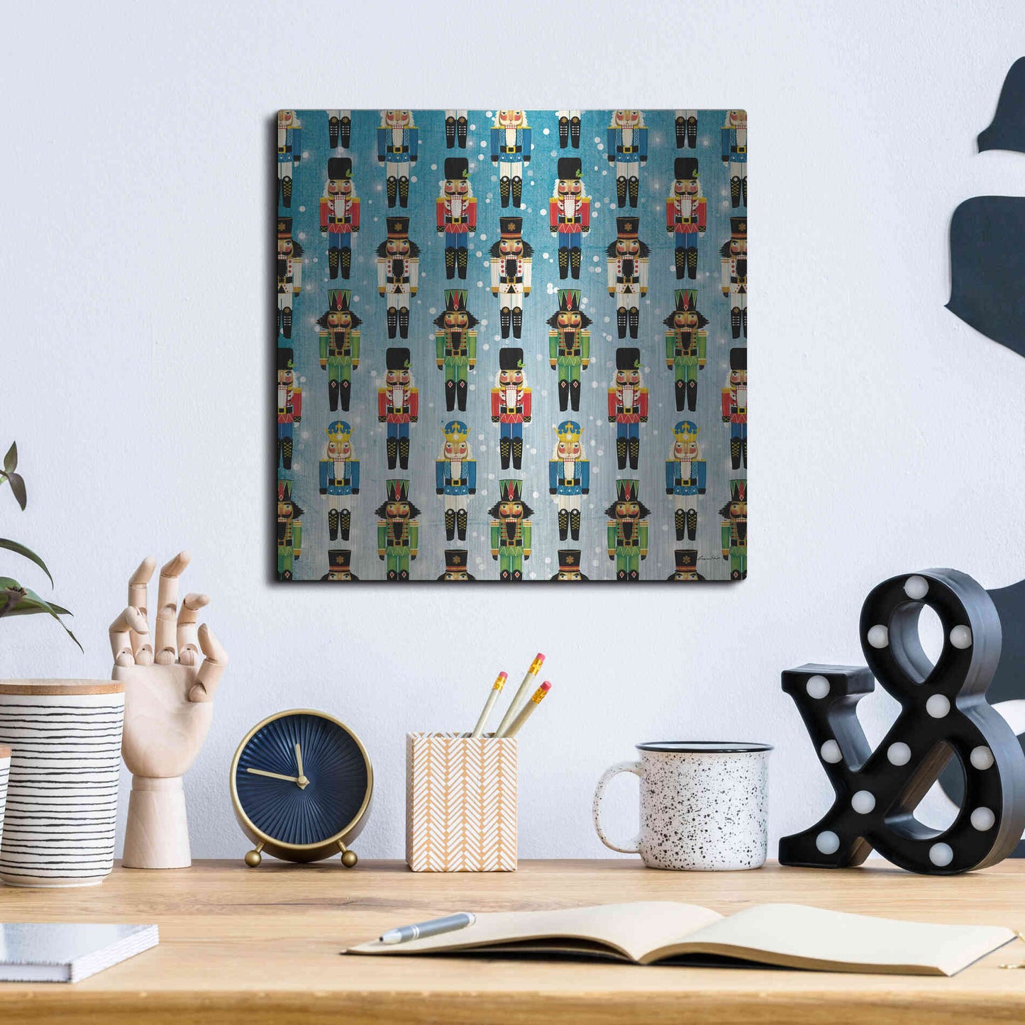 Luxe Metal Art 'Nutcracker Pattern Bright I' by Ryan Fowler, Metal Wall Art,12x12