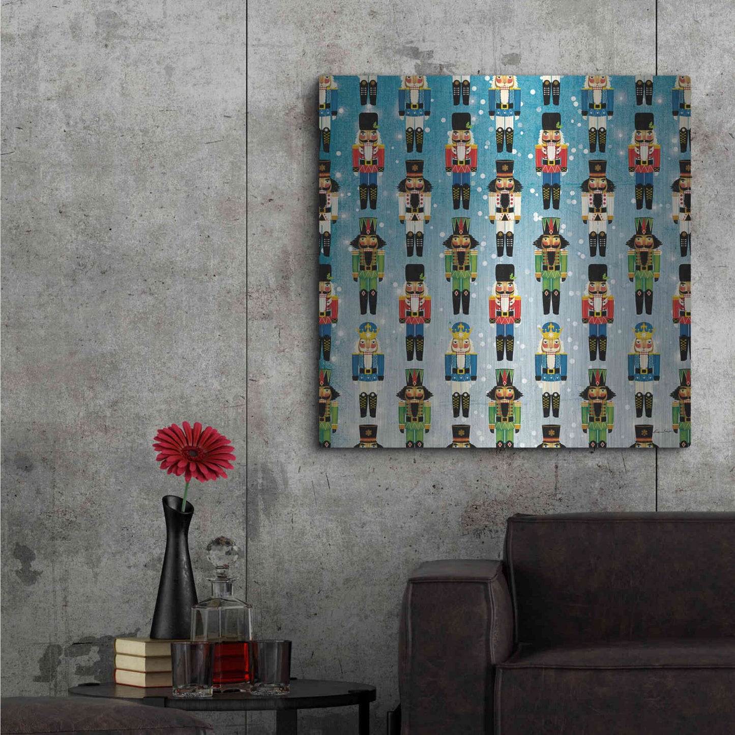 Luxe Metal Art 'Nutcracker Pattern Bright I' by Ryan Fowler, Metal Wall Art,36x36
