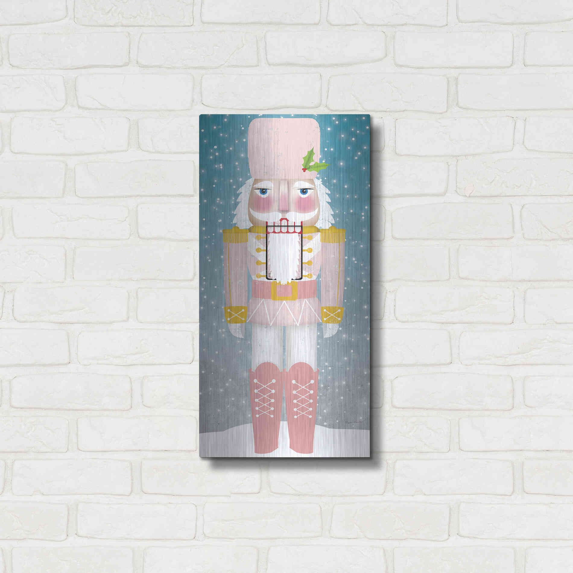 Luxe Metal Art 'Nutcracker I Blush' by Ryan Fowler, Metal Wall Art,12x24