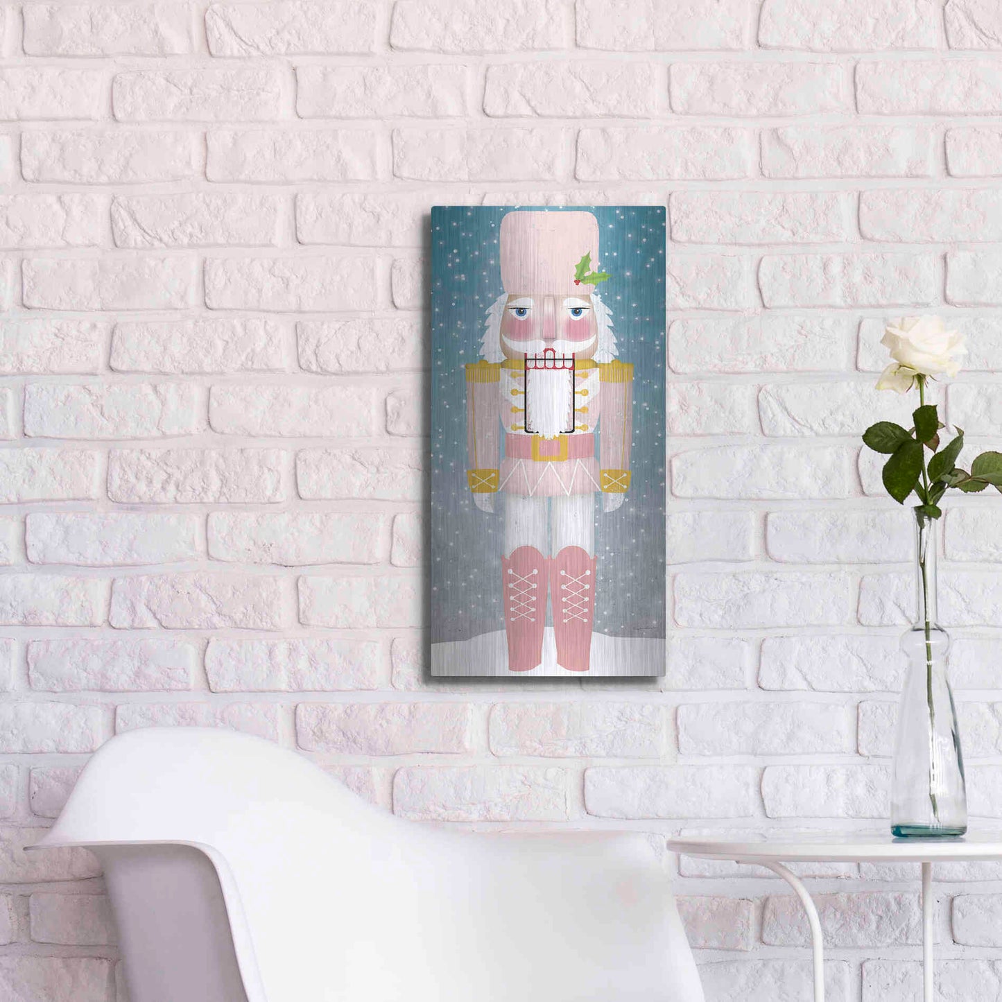 Luxe Metal Art 'Nutcracker I Blush' by Ryan Fowler, Metal Wall Art,12x24