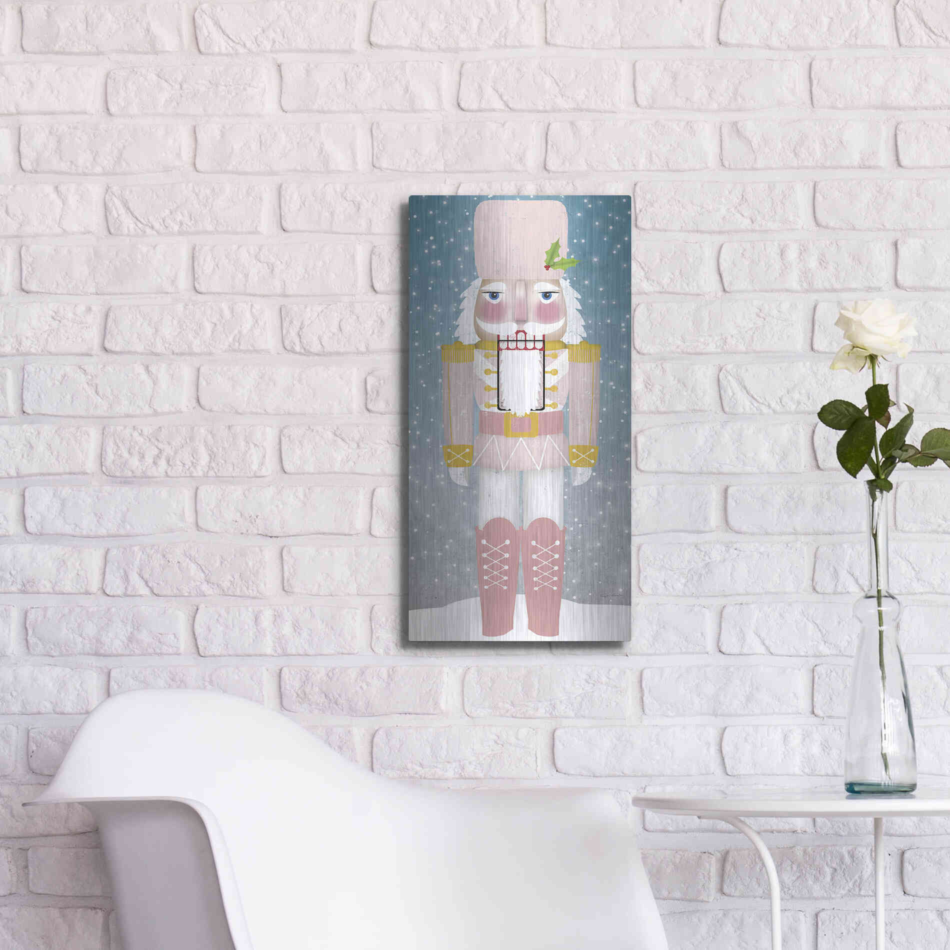 Luxe Metal Art 'Nutcracker I Blush' by Ryan Fowler, Metal Wall Art,12x24