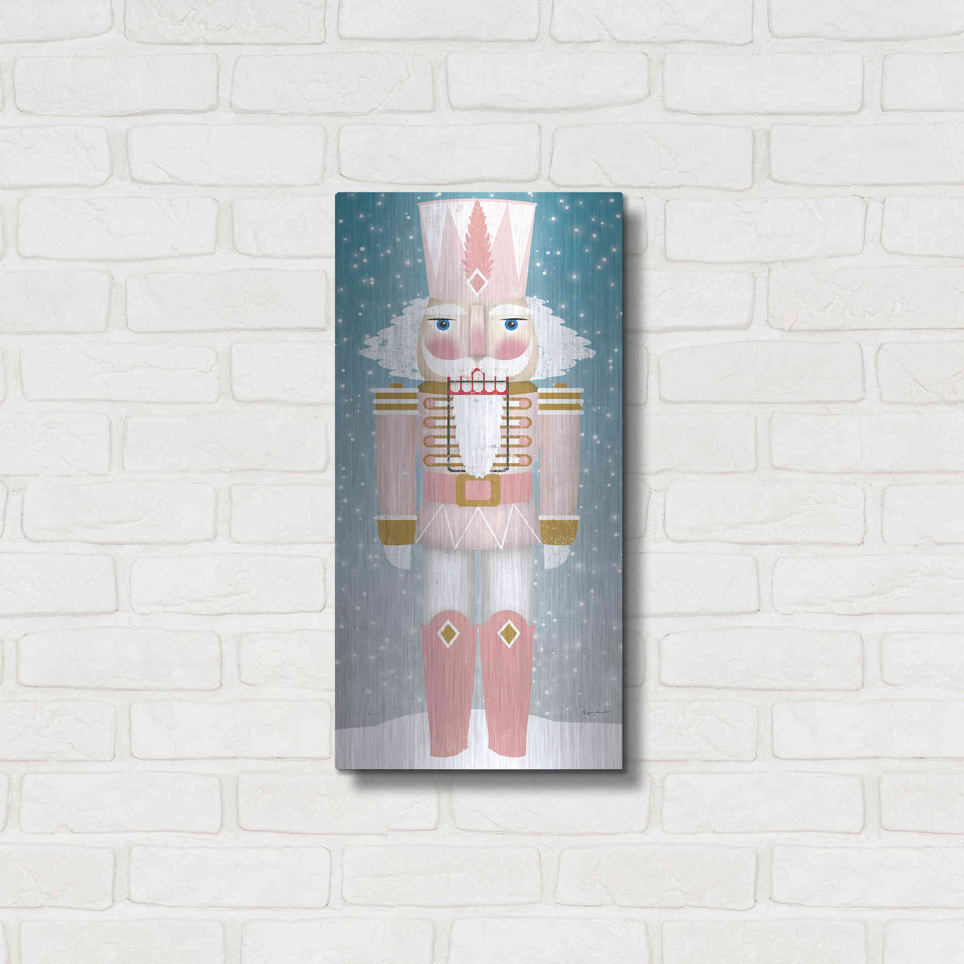 Luxe Metal Art 'Nutcracker II Blush' by Ryan Fowler, Metal Wall Art,12x24