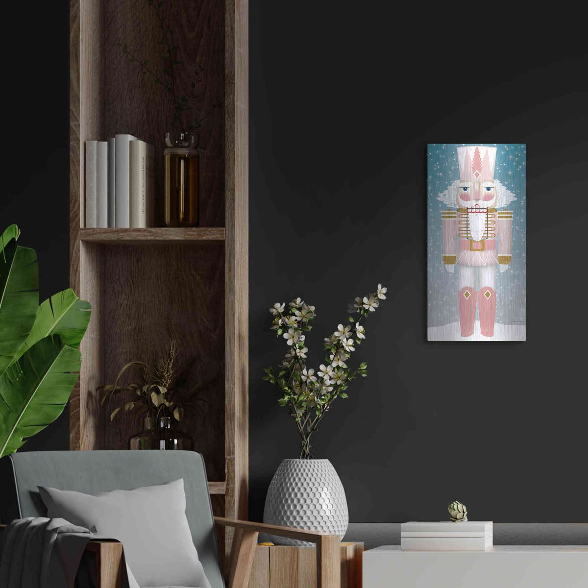Luxe Metal Art 'Nutcracker II Blush' by Ryan Fowler, Metal Wall Art,12x24