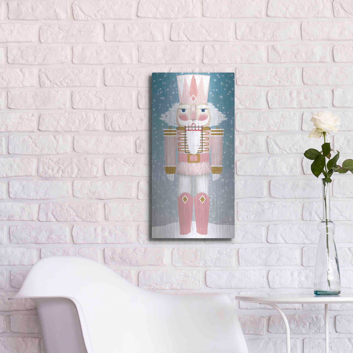 Luxe Metal Art 'Nutcracker II Blush' by Ryan Fowler, Metal Wall Art,12x24
