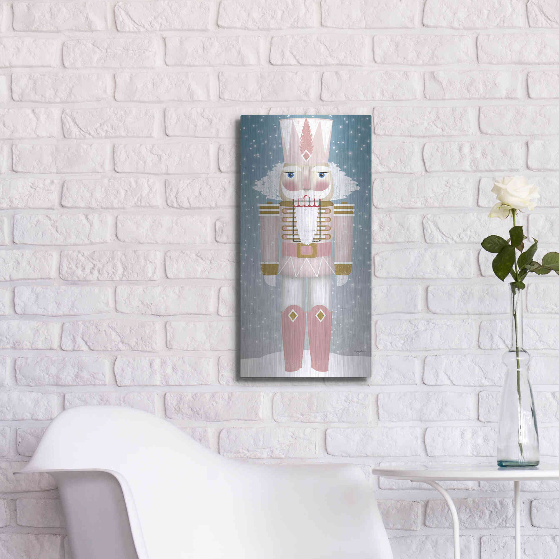 Luxe Metal Art 'Nutcracker II Blush' by Ryan Fowler, Metal Wall Art,12x24