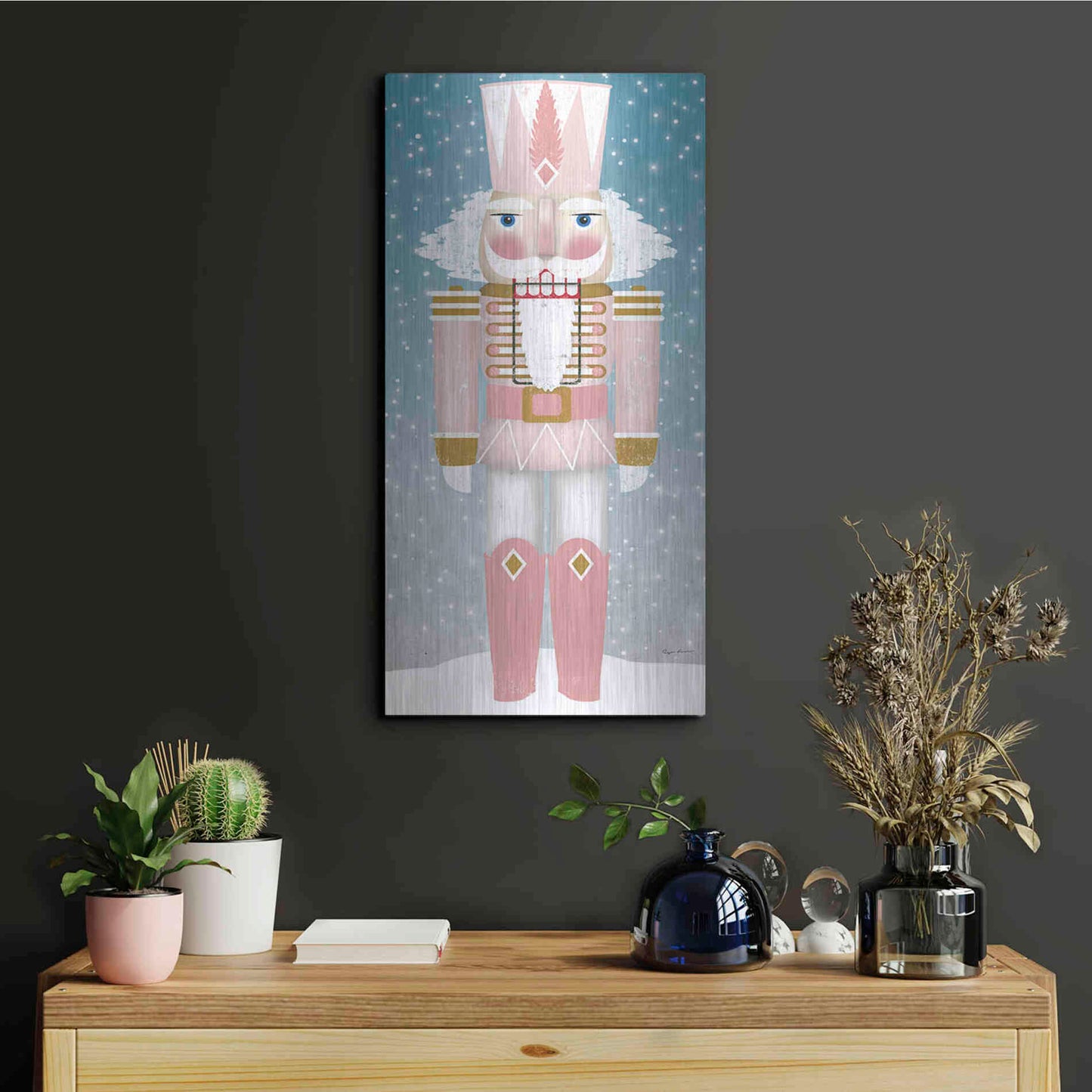 Luxe Metal Art 'Nutcracker II Blush' by Ryan Fowler, Metal Wall Art,12x24