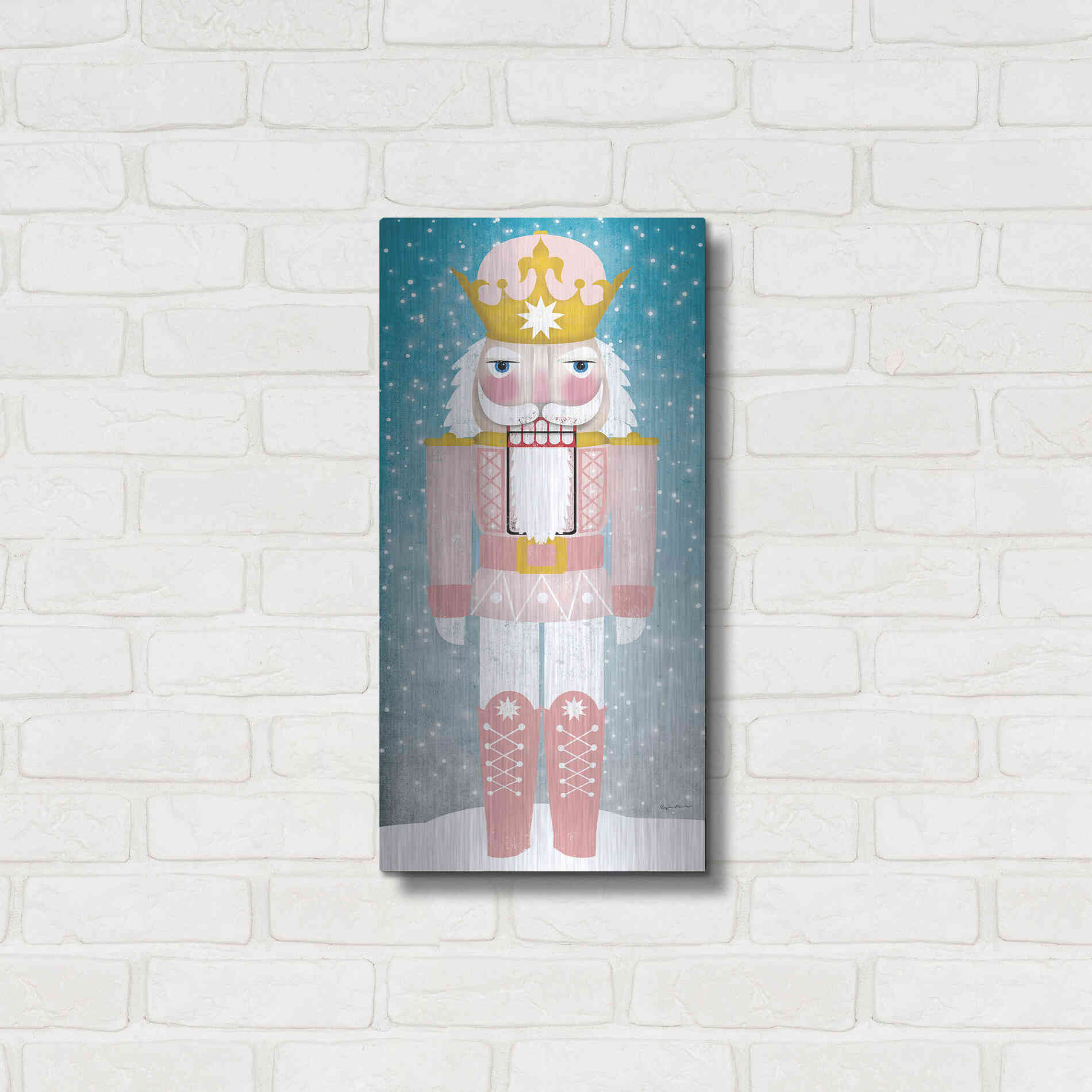 Luxe Metal Art 'Nutcracker III Blush' by Ryan Fowler, Metal Wall Art,12x24