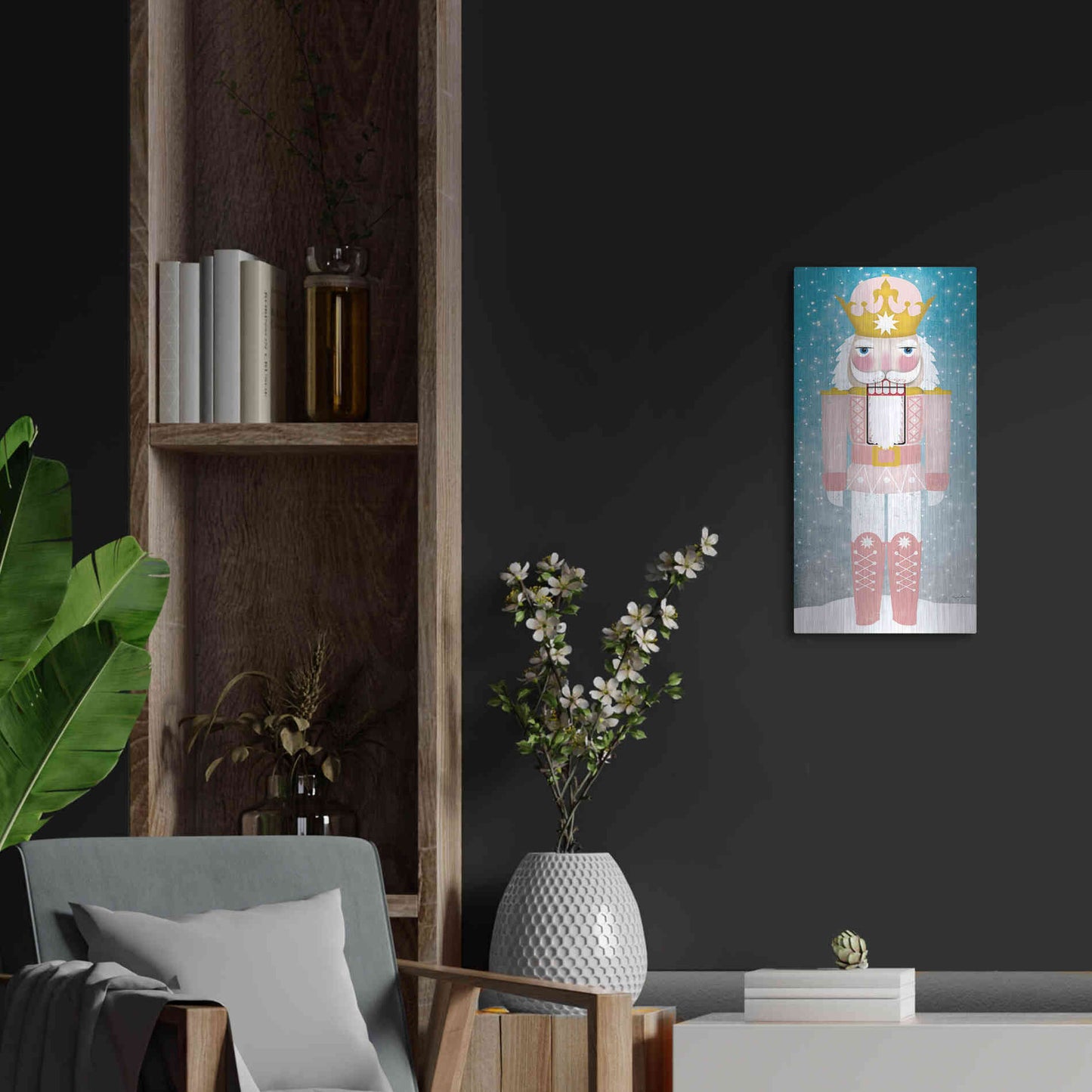 Luxe Metal Art 'Nutcracker III Blush' by Ryan Fowler, Metal Wall Art,12x24