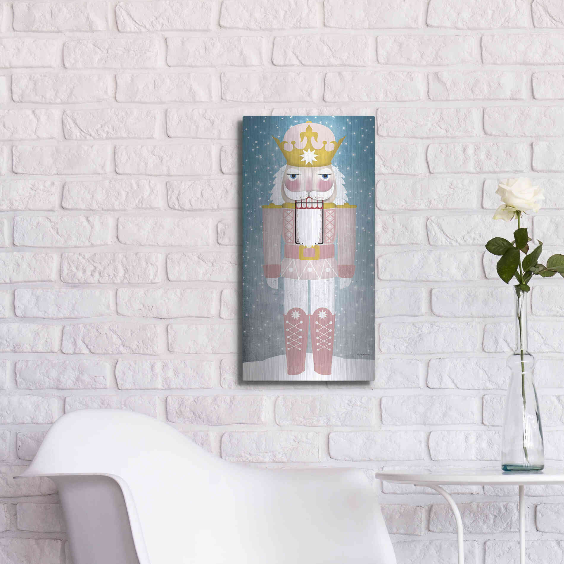 Luxe Metal Art 'Nutcracker III Blush' by Ryan Fowler, Metal Wall Art,12x24