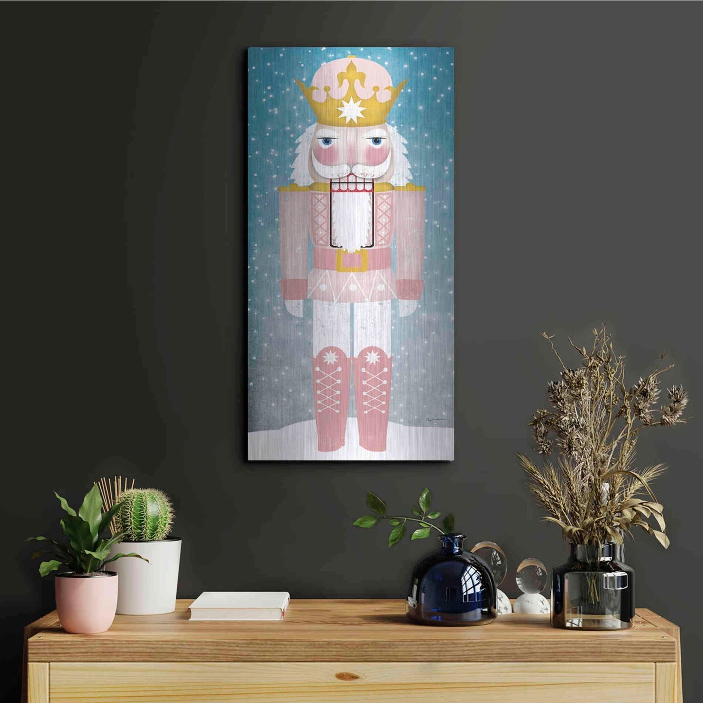 Luxe Metal Art 'Nutcracker III Blush' by Ryan Fowler, Metal Wall Art,12x24